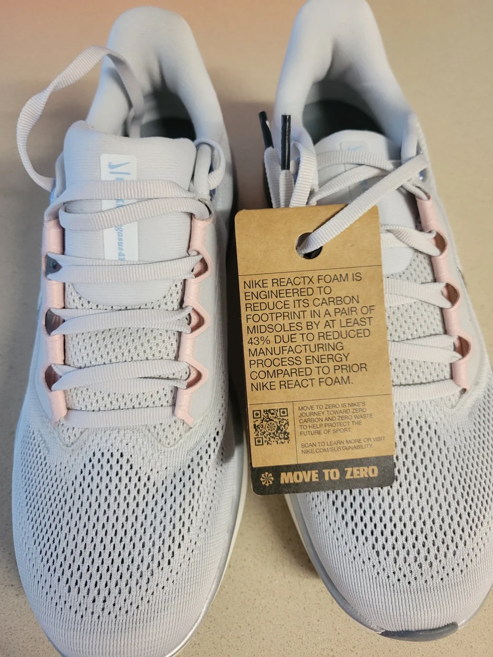 Nike Women’s Light Gray and Pink Air Zoom Running Shoes